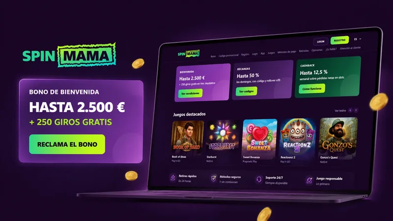 Paquete de bienvenida de Spinmama con tres depósitos y giros gratis